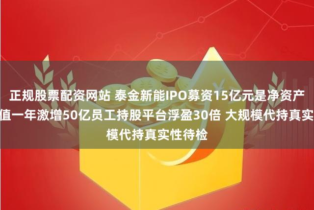 正规股票配资网站 泰金新能IPO募资15亿元是净资产4倍 估值一年激增50亿员工持股平台浮盈30倍 大规模代持真实性待检